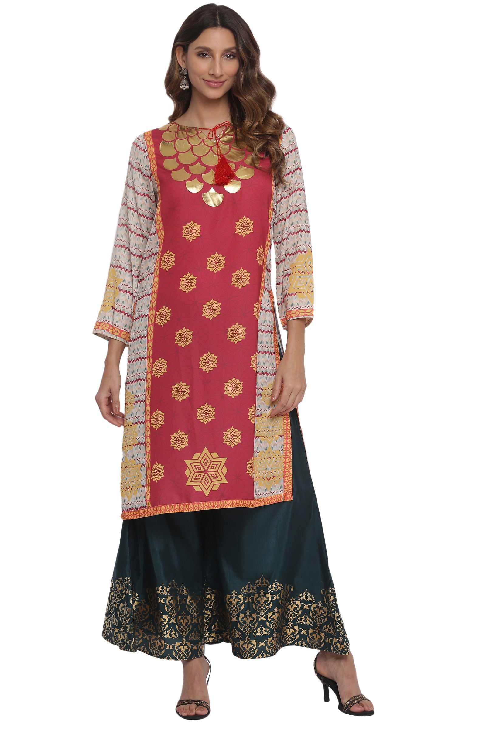 Metalic Print Floral Tunic