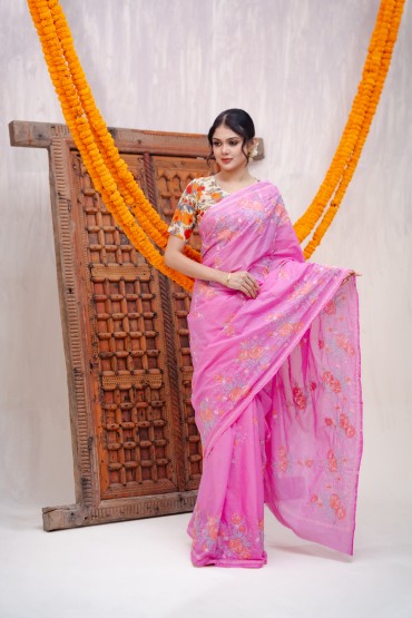 Embroidered Cotton Sari