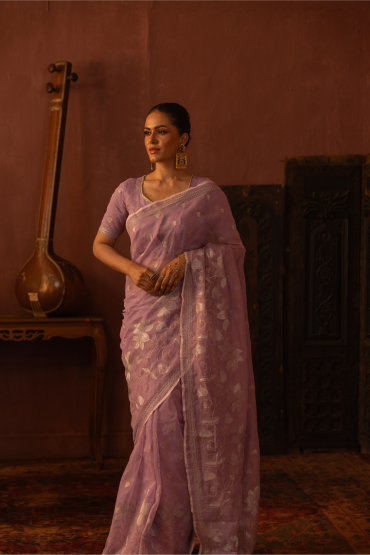 Belldrop Embroidered Half Silk Sari