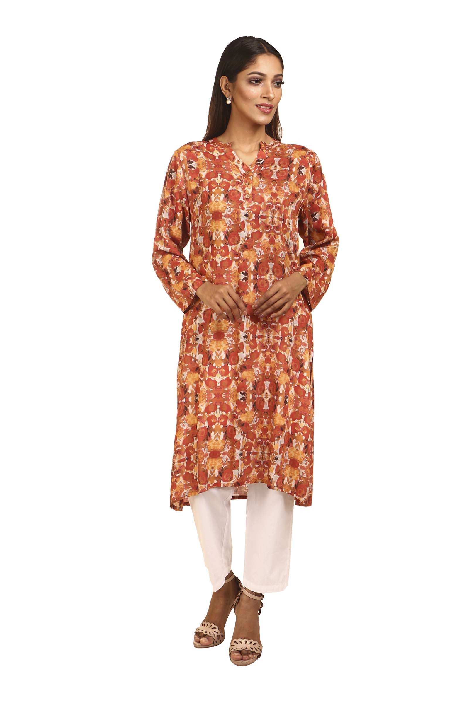 Abstract Rose Print Tunic