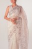 Half Silk Embroidered Floral Sari