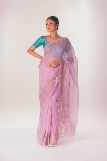 Noksha Embroidered Half Silk Sari