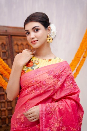 Embroidered Cotton Sari